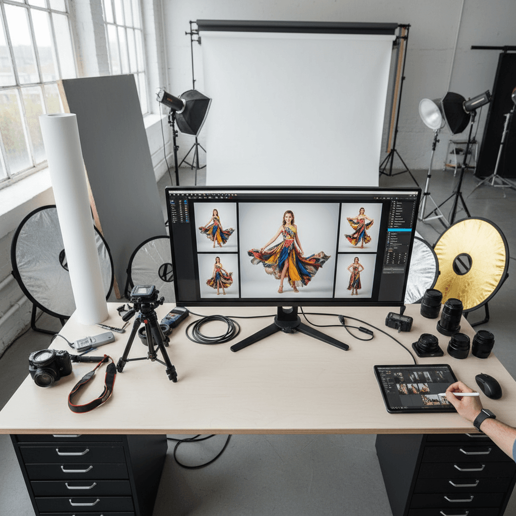 Professional image editing workspace